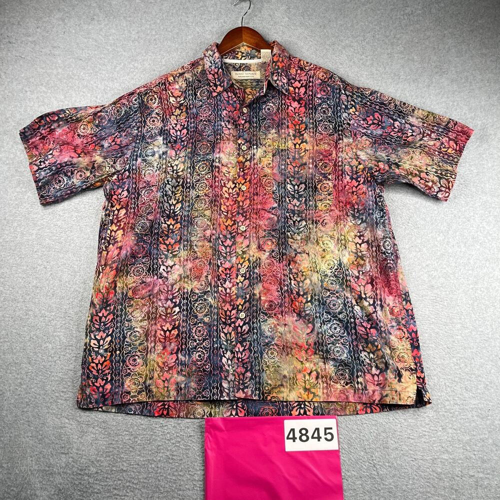 Island Republic Shirt Colorful Tribal Print Beach Button Up Short Sleeve Mens XL